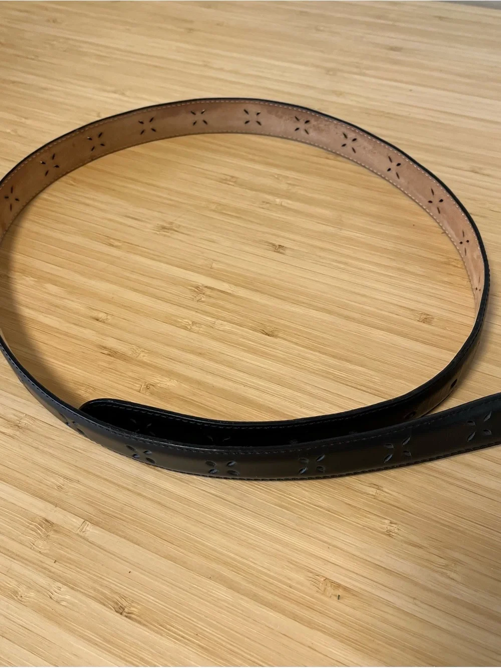 Talbots Black Leather Belt with Silver-Tone Leather Buckle Size L Made in Italy